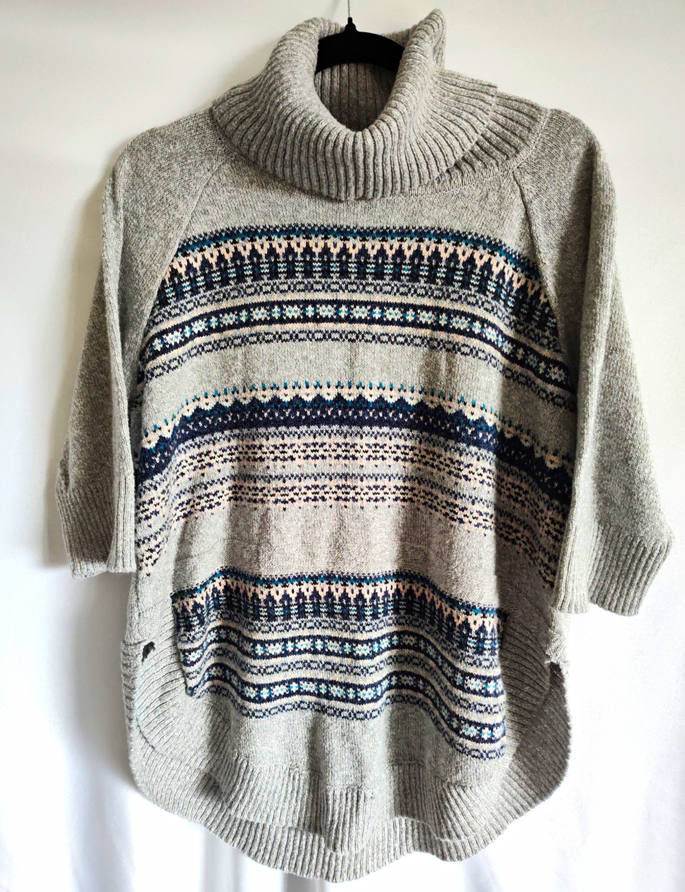 Westport 1962 Gray Fair Isle Knit Cowl Neck Pullover Sweater Women Plus 1X